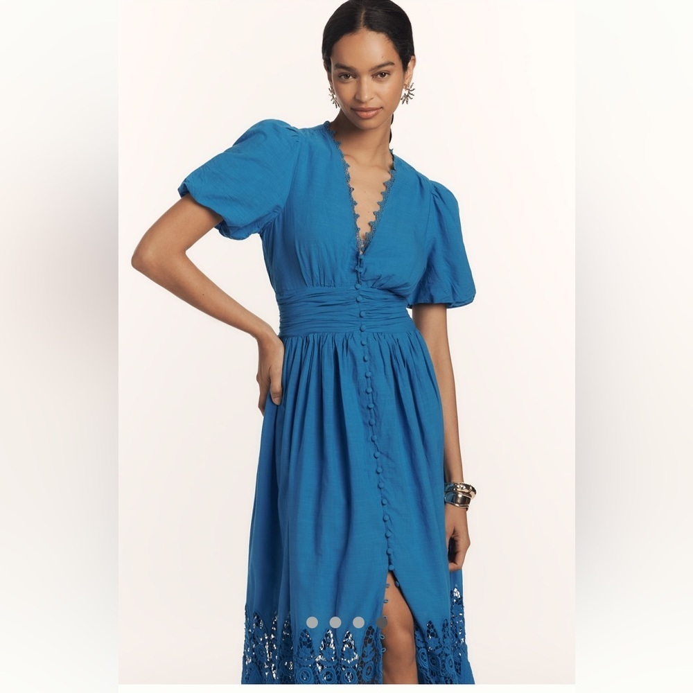 ❄️RARE❄️ The Katerina Anthropologie NWT Button-Front Dress: Eyelet Edition XS - Picture 2 of 16